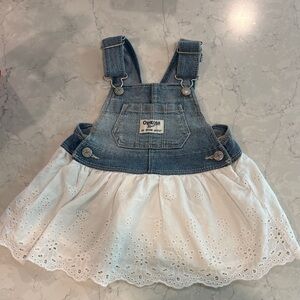 OshKosh B'gosh Denim and White skirt overalls